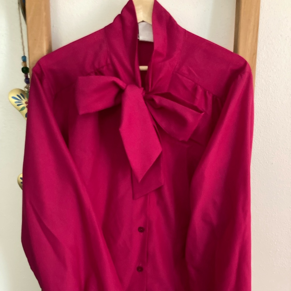 Vintage Vicky Wayne hot pink blouse